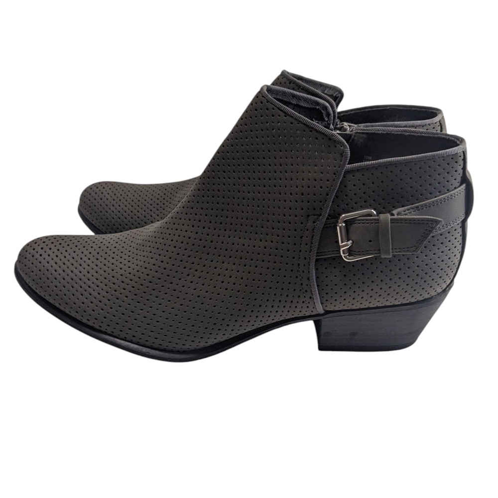 Esprit Women's Gray Vegan Ankle Booties with Decorative Buckle Size 10